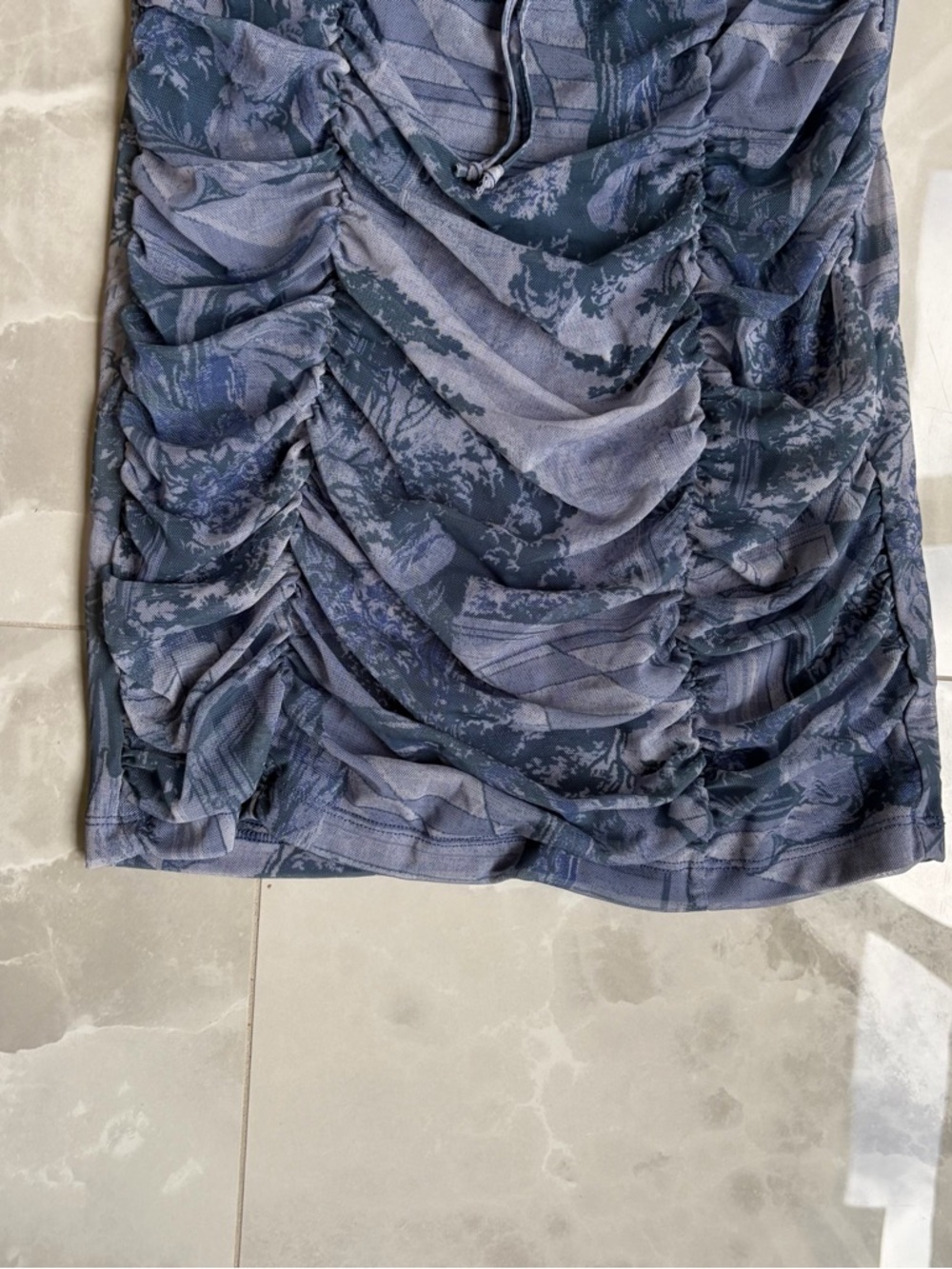 Urban Outfitters UO Blue Mesh Mini Party Dress Size Large Off Shoulders - Picture 5 of 12